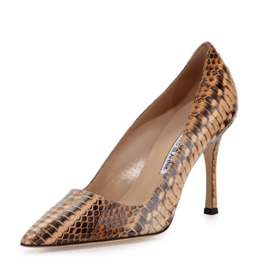 Manolo Blahnik BB Snakeskin 90mm Point Toe Heels